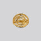 Gents 22K Gold Sunburst Signet Ring | Ornate Radial Etched Band