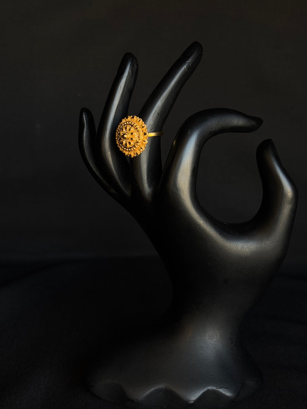 22K Gold traditional Round Floral Ring - Traditional & Elegant Design