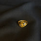 22K Gold Swirl Ring with Gemstone Accents - Modern & Elegant