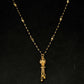 22K Gold and Black Bead Mangalsutra Necklace with Detailed Pendant