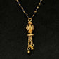 22K Gold and Black Bead Mangalsutra Necklace with Detailed Pendant