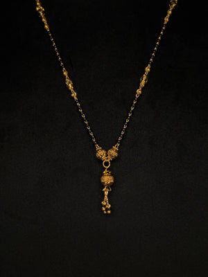 22K Gold and Black Bead Mangalsutra Necklace with Elegant Pendant