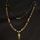 22K Gold and Black Bead Mangalsutra with Intricately Woven Chain and Pendant