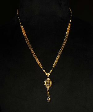 22K Gold Mangalsutra with Unique Woven Chain and Geometric Pendant