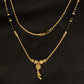 22K Gold and Black Bead Mangalsutra Necklace with Floral Pendant