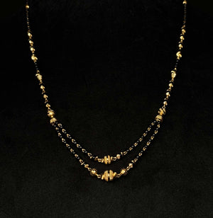 22K Gold and Black Bead Double-Strand Mangalsutra Necklace