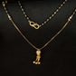 22K Gold and Black Bead Mangalsutra Necklace with Modern Pendant