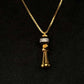 22K Gold and Black Bead Mangalsutra Necklace with Modern Pendant