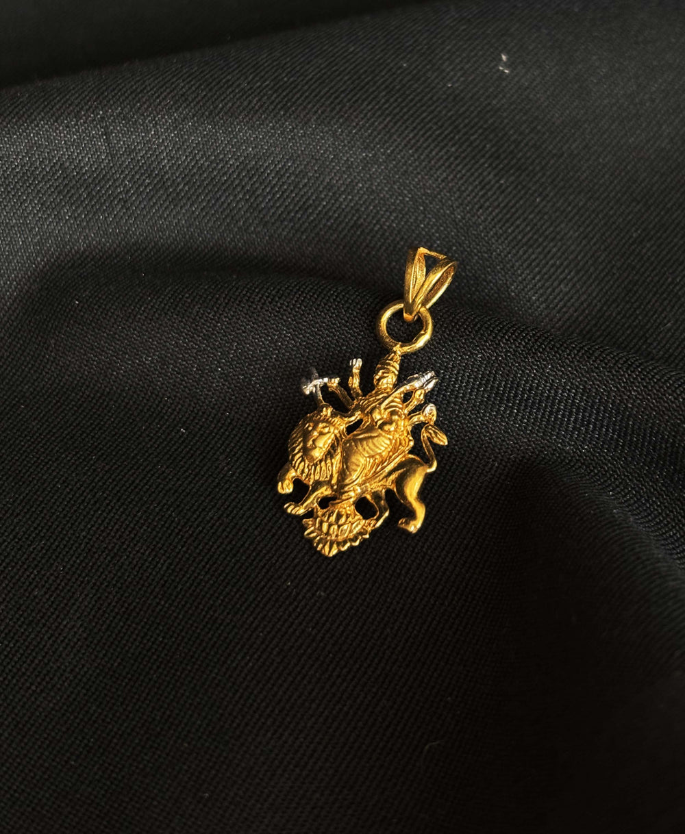 22K Gold Goddess Durga Pendant – Intricately Designed Spiritual Charm for Daily and Festive Wear