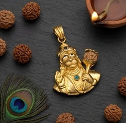 PSJ 22KT Gold Goddess Lakshmi Pendant | Wealth & Prosperity Religious Jewelry