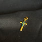 22K Gold Cross Pendant with Blue Enamel (Without Chain)
