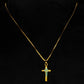 22K Gold Cross Pendant with Blue Enamel (Without Chain)