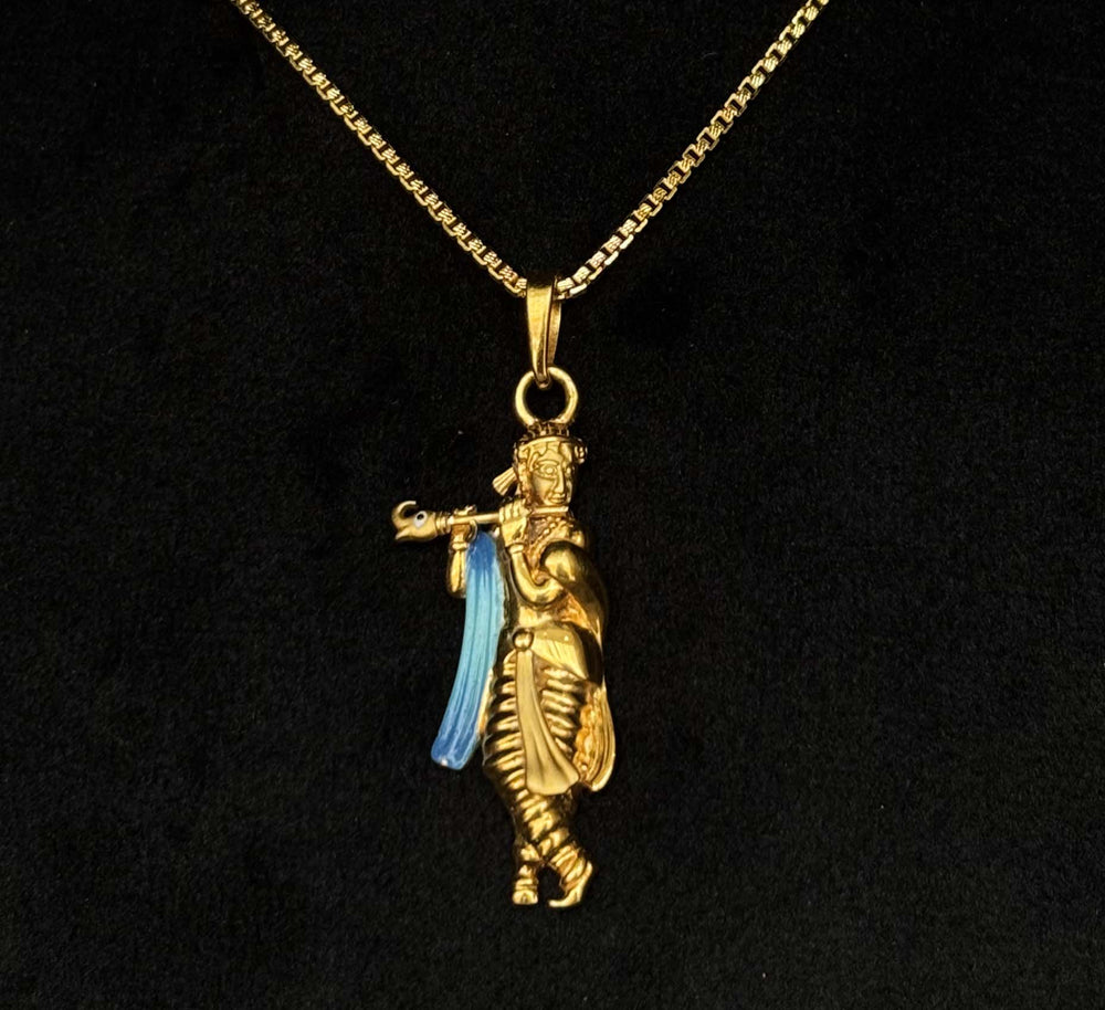 22K Gold Peacock Pendant with Vibrant Blue Enamel (Without Chain)