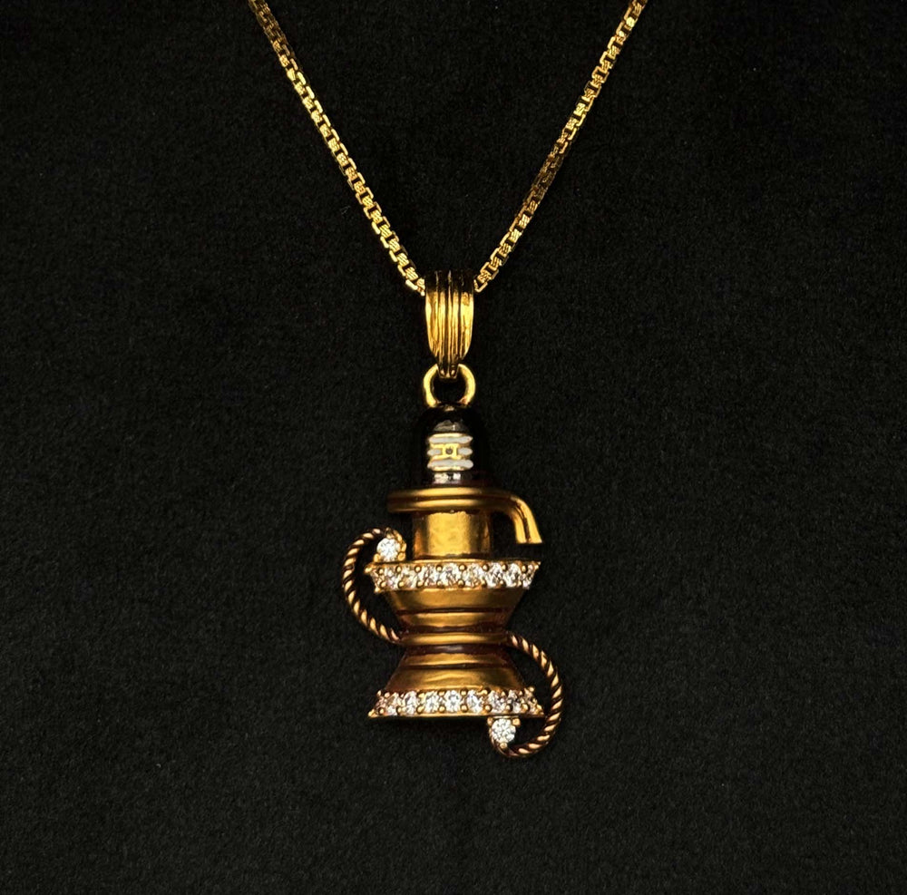22K Gold Shiva Lingam Pendant with Diamond Accents (Without Chain)