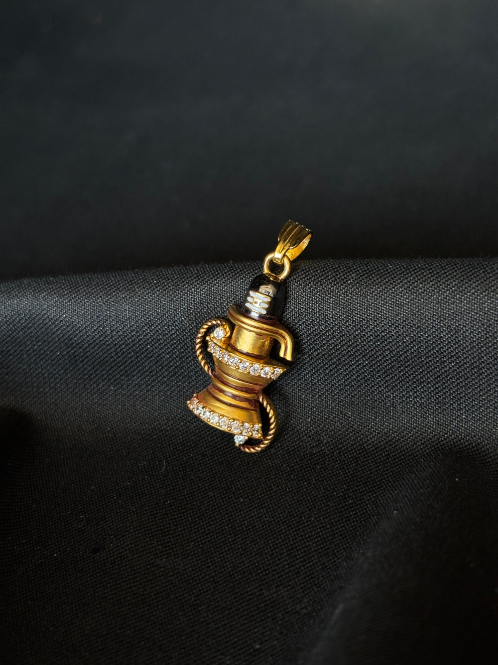 22K Gold Shiva Lingam Pendant with Diamond Accents (Without Chain)