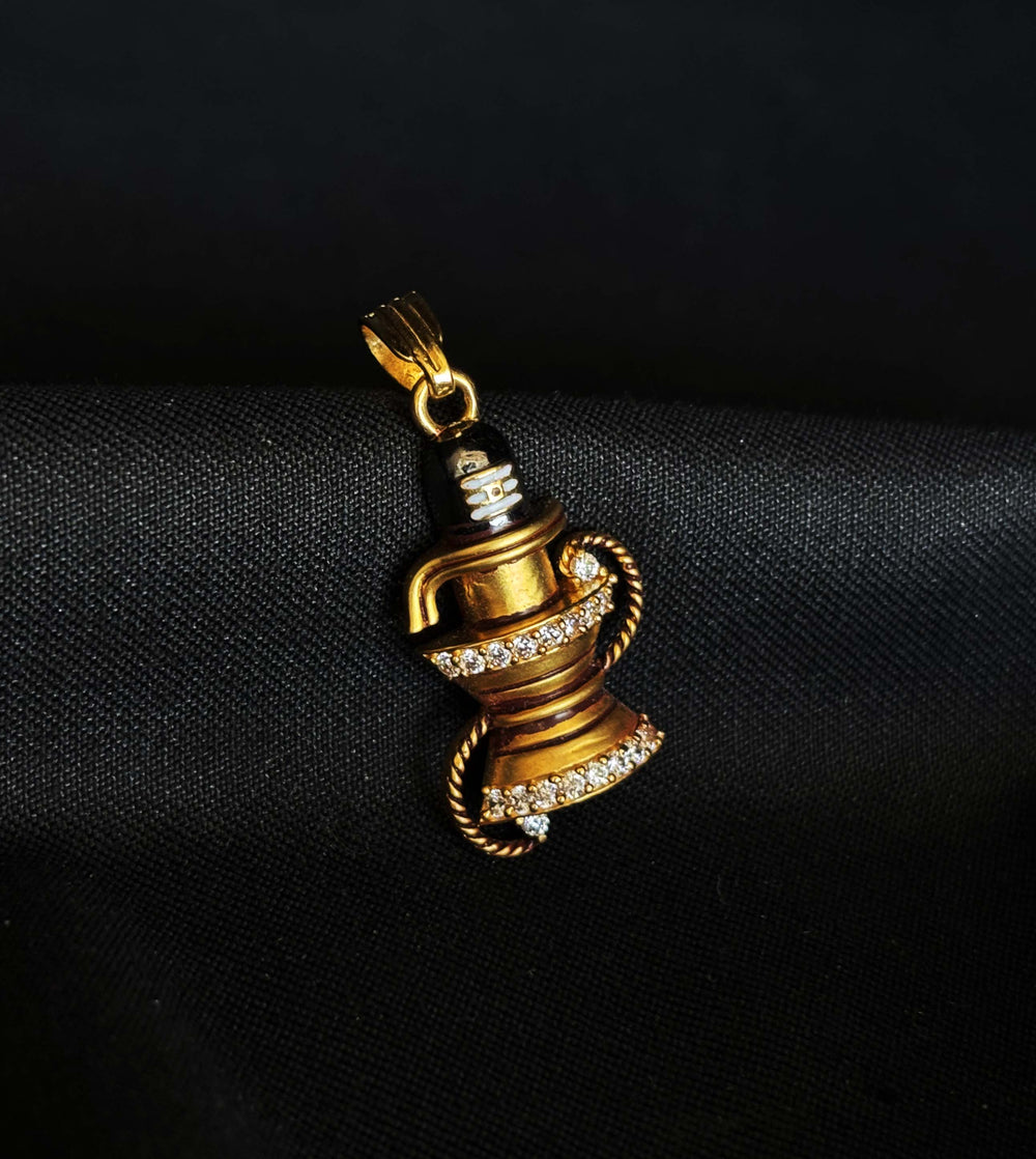 22KT Gold Shiva Lingam Pendant with Diamond Accents (Without Chain)