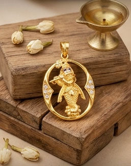 22KT Yellow Gold Lord Swaminarayan Pendant | Spiritual Gold Locket