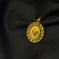 22K Gold Medallion Pendant - Textured Chain Border & Central Motif (Without Chain)