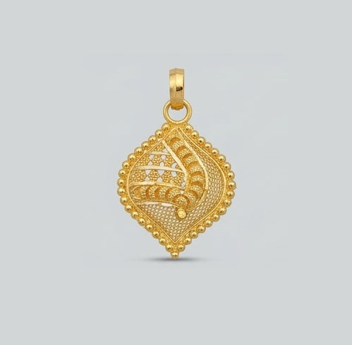 22KT Yellow Gold Lord Ganesha Oval Pendant | Divine Religious Jewelry