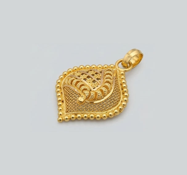 22KT Yellow Gold Lord Ganesha Oval Pendant | Divine Religious Jewelry