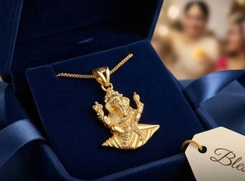 Auspicious 22KT Gold Lord Ganesha Pendant | Handcrafted Religious Jewelry