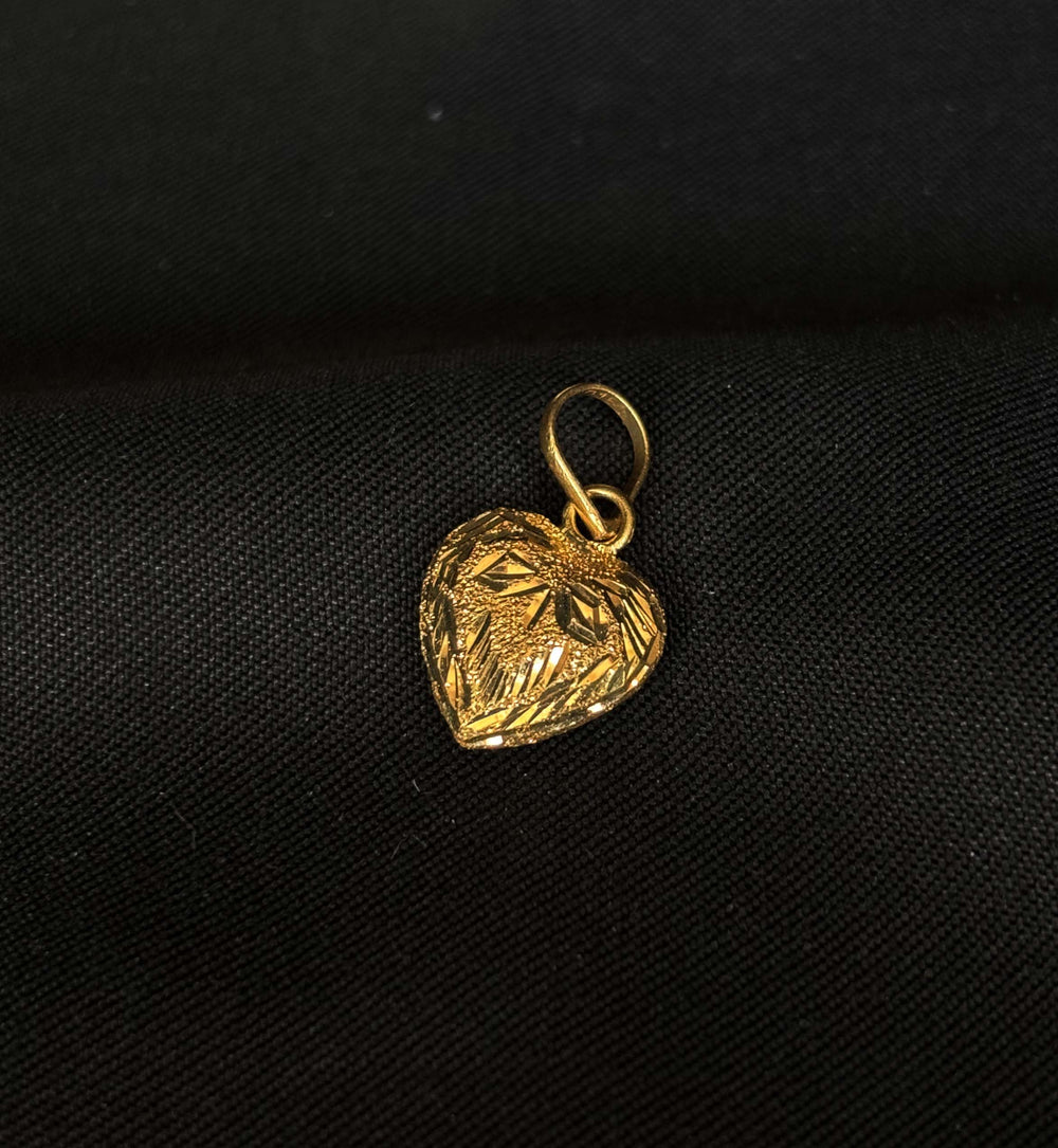 22K Gold Textured Heart Pendant (Without Chain)