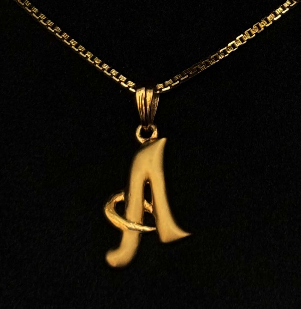 22K Gold Letter "A" Script Pendant (Without Chain)