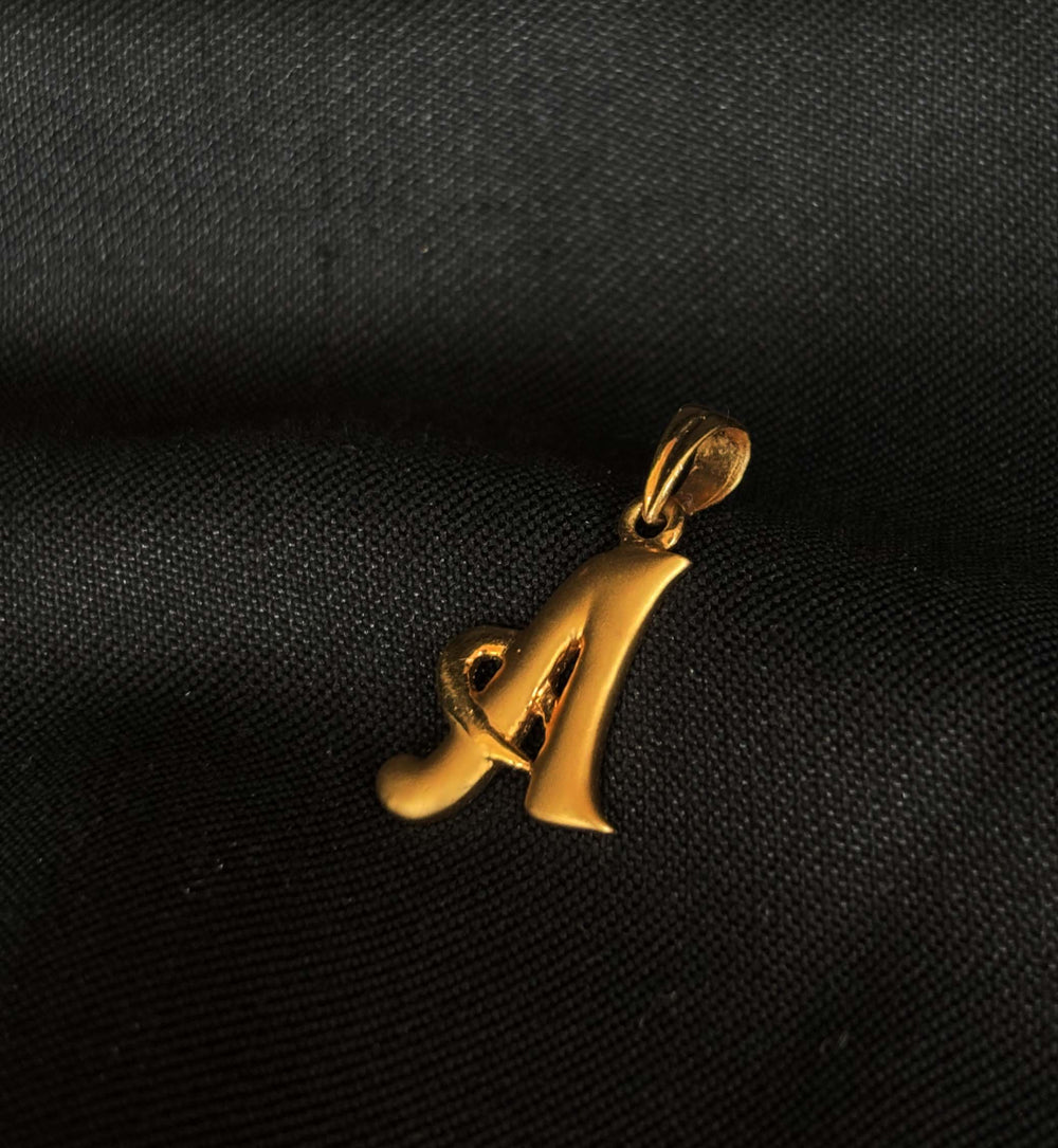 22K Gold Letter "A" Script Pendant (Without Chain)