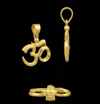 Minimalist 22KT Gold Om Pendant | Spiritual Yellow Gold Jewelry