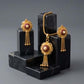 Modern 22K Gold Textured Square Pendant Set | Sleek Jewelry