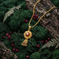 Modern 22K Gold Textured Square Pendant Set | Sleek Jewelry