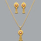 Modern 22K Gold Textured Square Pendant Set | Sleek Jewelry