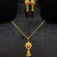 Modern 22K Gold Textured Square Pendant Set | Sleek Jewelry