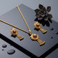 Modern 22K Gold Textured Square Pendant Set | Sleek Jewelry