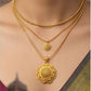 22KT Gold Heart-Motif Necklace Set | Elegant Pendant & Dangle Earrings