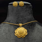 22KT Gold Heart-Motif Necklace Set | Elegant Pendant & Dangle Earrings