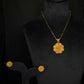 22K Gold Pendant Set with Floral Motif & Textured Pattern. (without chain)