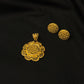 22K Gold Pendant Set with Floral Motif & Textured Pattern. (without chain)