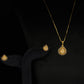 22K Gold Two-Tone Pendant and Earrings Set with Diamond Accents