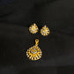 22K Gold Two-Tone Pendant and Earrings Set with Diamond Accents