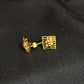 22K Gold Rectangular Pendant and Earrings Set with Cutout Design