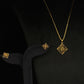 22K Gold Rectangular Pendant and Earrings Set with Cutout Design