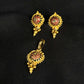 22K Gold Red Enamel Pendant and Earrings Set