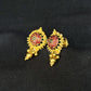 22K Gold Red Enamel Pendant and Earrings Set