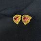 22K Gold Red Enamel Pendant and Earrings Set with Intricate Design