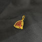 22K Gold Red Enamel Pendant and Earrings Set with Intricate Design