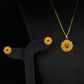 22K Gold Flower Pendant and Earrings Set