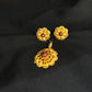 22K Gold Flower Pendant and Earrings Set