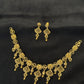 22K Gold Traditional Necklace and Earrings Set with Intricate Design
