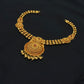 22K Gold Antique Necklace & Earrings Set with Ruby Accents - Traditional Indian